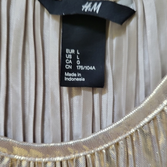 H&M High Low Metallic Gold Sleeveless Dress- Sz L - Picture 4 of 5
